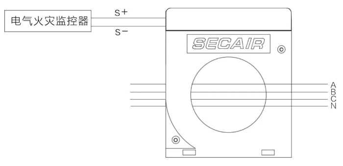 J-SCM41(160)剩余電流式<a href=http://myccterminal.com/dianqihuozai/ target=_blank class=infotextkey>電氣火災(zāi)監(jiān)控</a>探測器接線圖