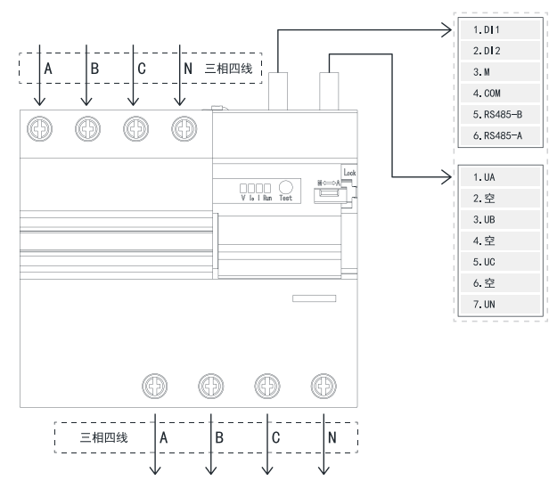 TY-610-4P智慧空開(kāi)產(chǎn)品接線示意圖